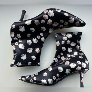 Floral Black Ankle Boots